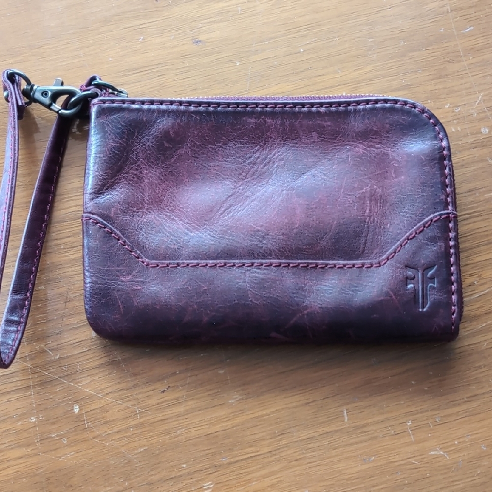 Frye Burgundy Leather Wristlet